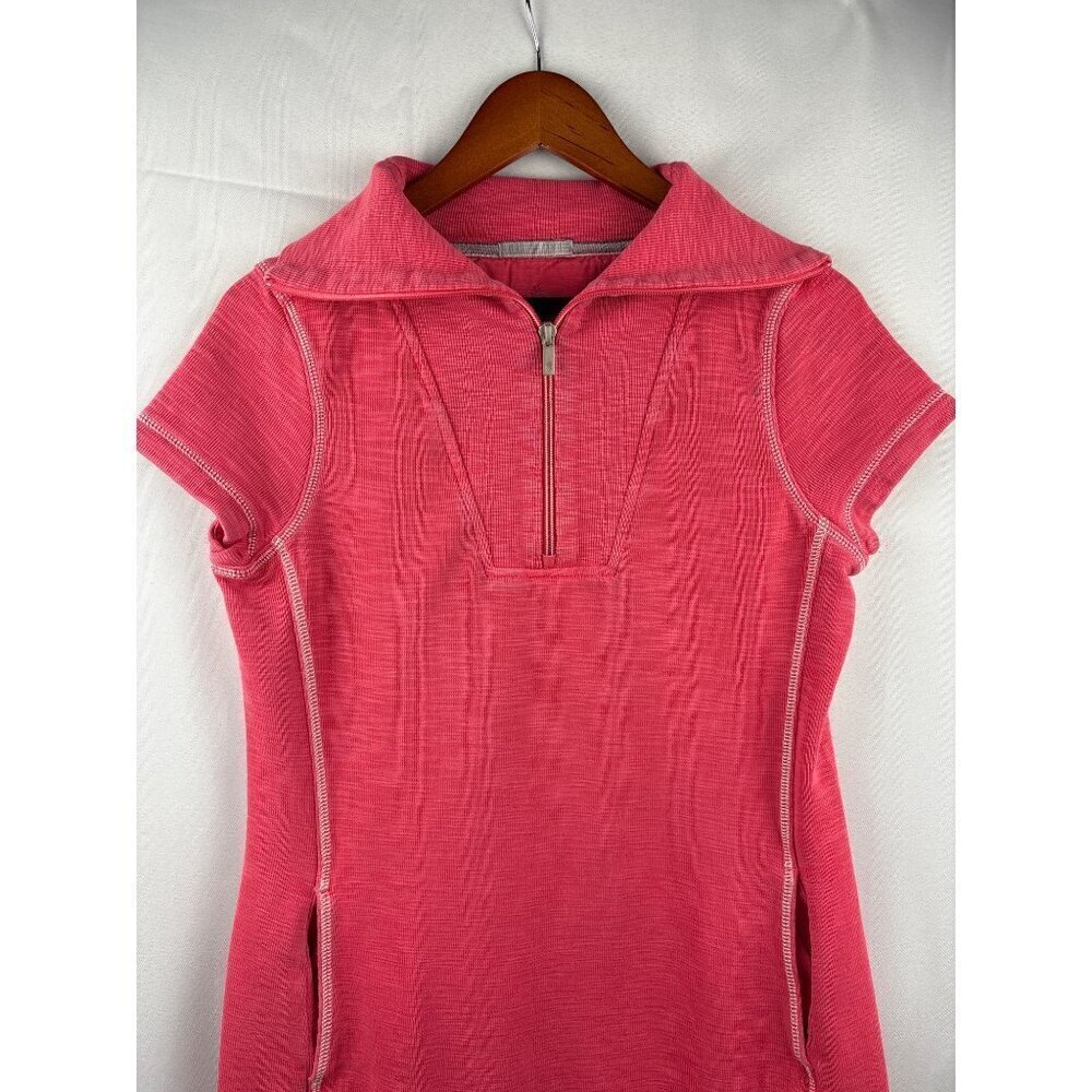Tommy Bahama Womens S Pink Half-Zip Short Sleeve Tunic Dress